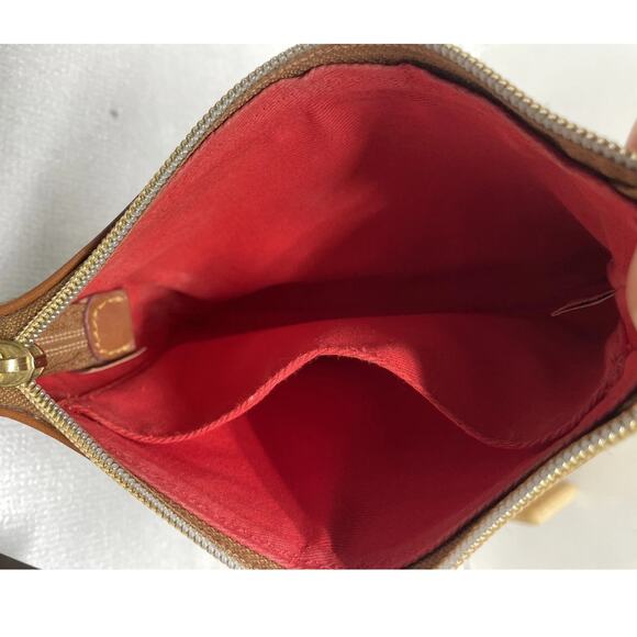 Dooney & Bourke Deep Red Textured Leather Zip Wristlet Handbag - Picture 6 of 9